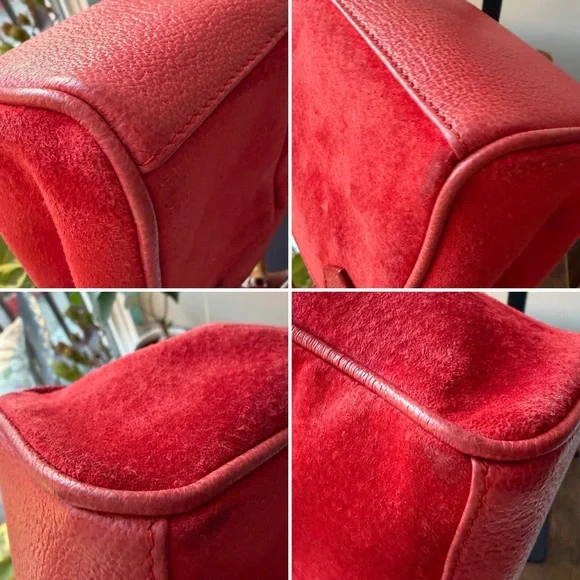 Gucci Red Suede Bamboo Mini Tote w/ Original Strap - Picture 5 of 13